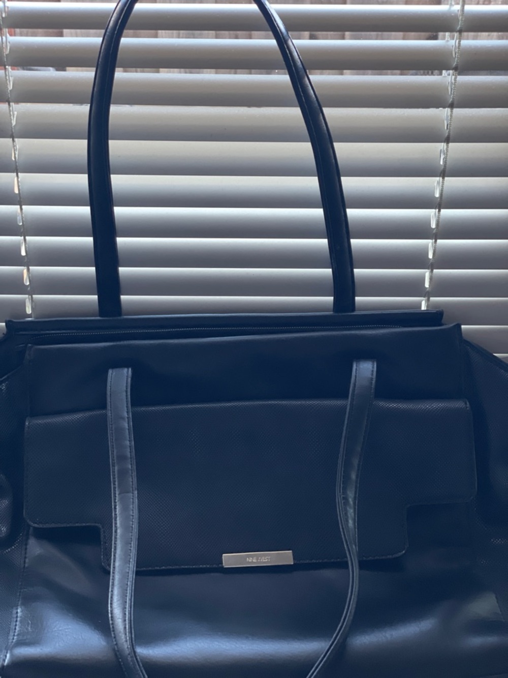 Nine West  Leather Tote with Front Flap Pocket